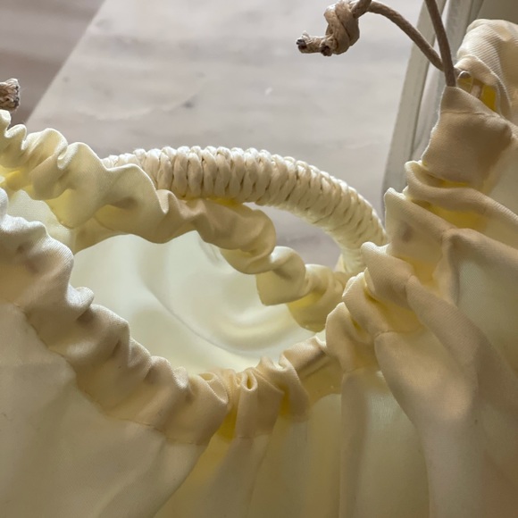 RAFFIA SUMMER PICNIC BASKET STYLE BAG WOVEN CREAM - Picture 6 of 7